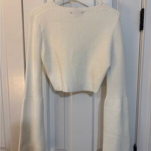 Forever 21 White Ribbed Sweater